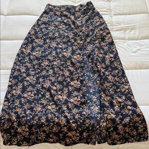 SHEIN Black and Tan Floral A-Line Skirt